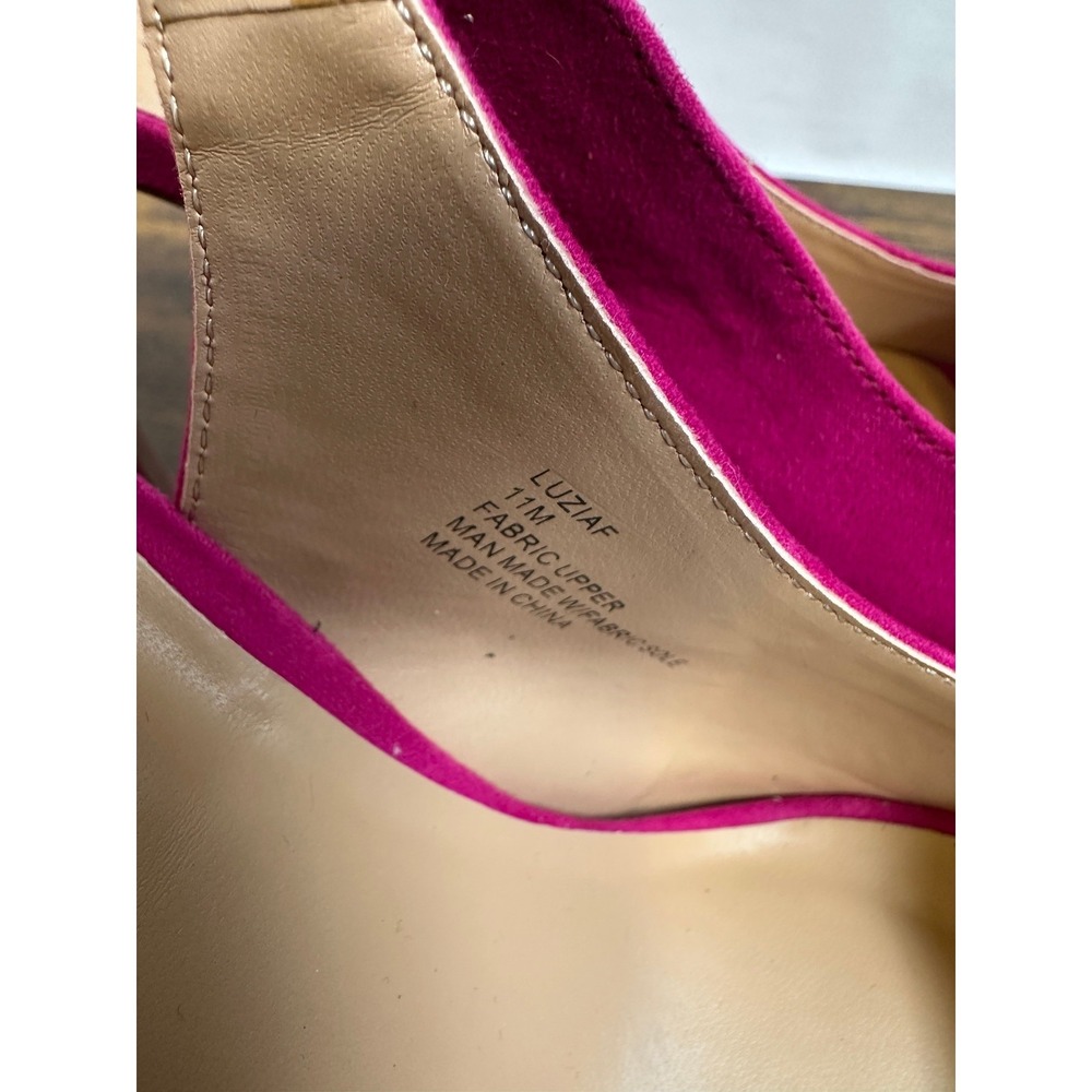 Thalia Sodi Luziaf Fuchsia Pink Faux Suede Pumps Peep Toe Slingback Heels 11 M - Picture 5 of 14
